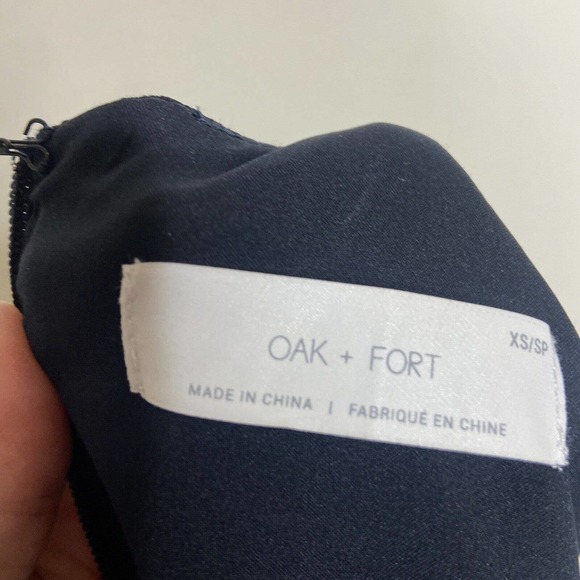 Oak + Fort Navy Overlay Sleeveless Leg Slit Dress Sz Xs - Picture 10 of 10